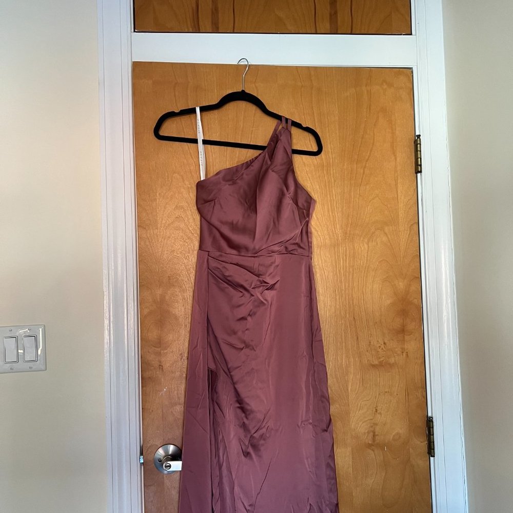 Azazie Maron Stretch Satin Dress in Amethyst